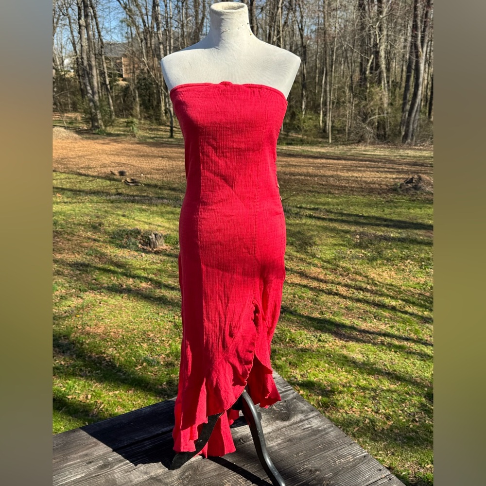 Free People Red Made Me Blush Midi Dress
